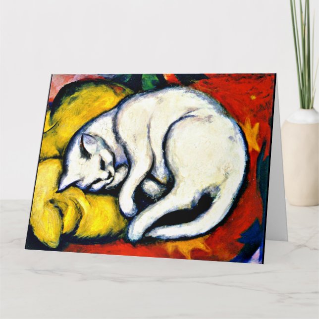 Carte Franz Marc - Blanc Chat célèbre peinture, (Devant)