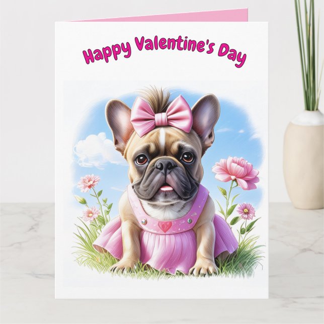 Carte Französische Bulldogge Blumen French Bulldog (Devant)