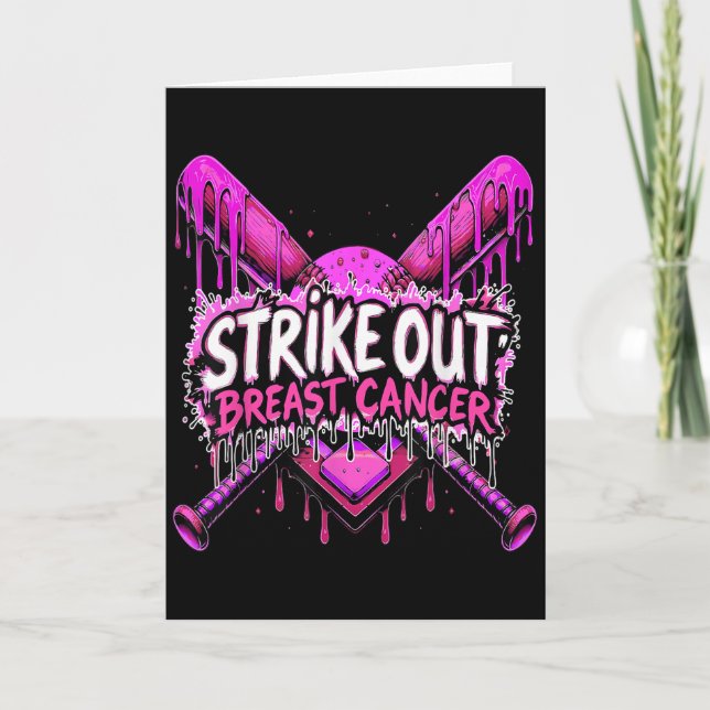 Carte Frapper Cancer du Sein Baseball Softball Drip Ho (Devant)
