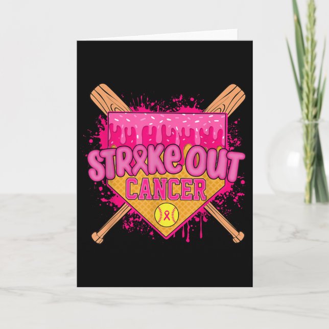 Carte Frapper le cancer du sein Guerrier Softball Drip H (Devant)