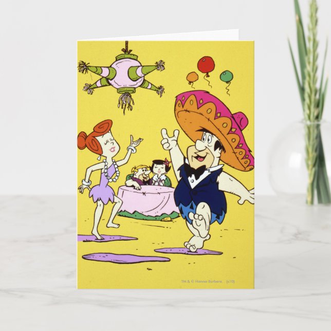 Carte Fred Flintstone Wilma Barney et Betty Fiesta (Devant)