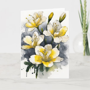 Carte Freesia - Fleurs aquarelle