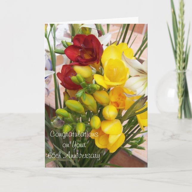 Carte Freesias 65e anniversaire de Mariage personnalisé (Devant)