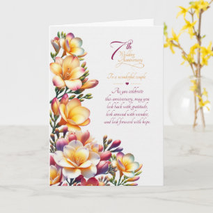 Carte Freesias sentimentales pour le 7e anniversaire de