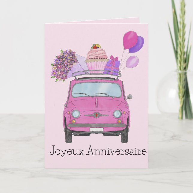 Carte French Birthday Retro Fiat (Devant)