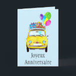Carte French Birthday Retro Fiat<br><div class="desc">French Birthday. A retro Fiat 500 in watercolor. Pour ce jour joyeux felicitations ! A birthday to celebrate ? Send a Retro watercolor car birthday card to your family and friends and wish them the sweetest birthday ever ! This birthday card is available in some non english languages and as...</div>