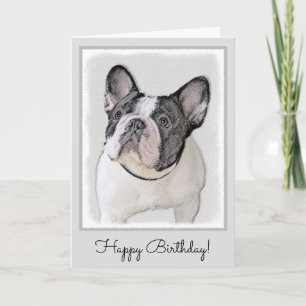 Carte French Bulldog (Brindle Pied) Painting - Dog Art