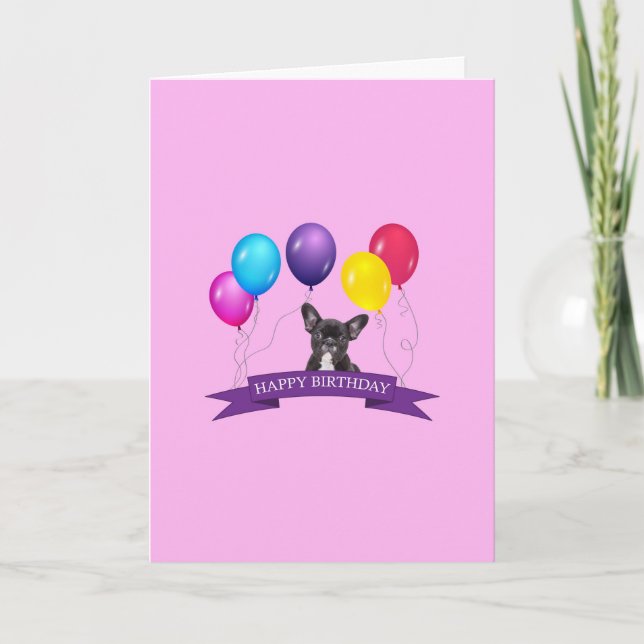 Carte French BullDog Chiot Happy Birthday Greeting Card (Devant)