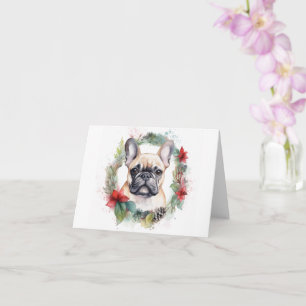Carte French Bulldog Christmas Wreath Festive Pup