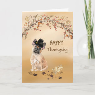 Carte French Bulldog Funny Pèlerin Casquette Thanksgivin