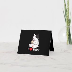 Carte French bulldog I Love Boba Bubble Milk Tea Dog Cut