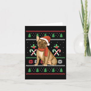 Carte French Bulldog Outfit Père Noël Noël