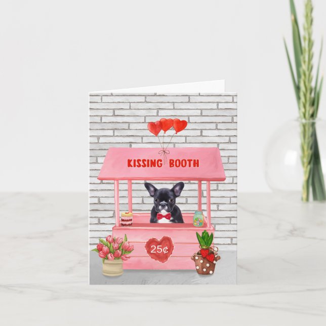 Carte French Bulldog Valentine's Day Kissing Booth (Devant)