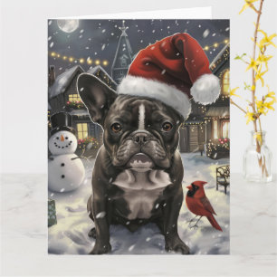 Carte French Bulldog Winter Wonderland Christmas Joie