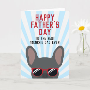 Carte French Fête des pères Blue French Bulldog