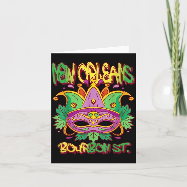 Carte French New Orleans Mardi Gras Bourbon Street Souve (Devant)
