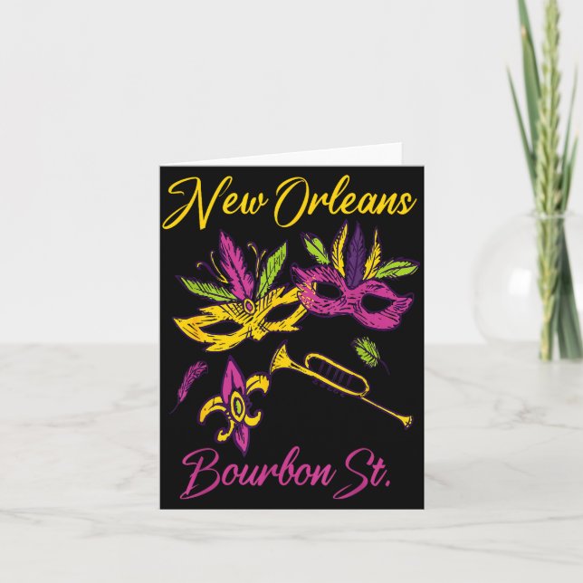 Carte French New Orleans Mardi Gras Souvenir Bourbon Str (Devant)