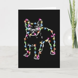 Carte Frenchie avec lumières de Noël Joyeux Noël