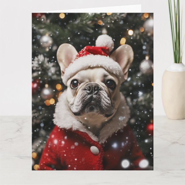 Carte Frenchie Festive : Un portrait de vacances (Devant)