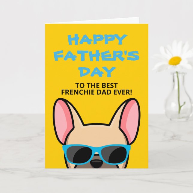 Carte Frenchie Fête des Pères Faon Bouledogue Français (Petite plante)