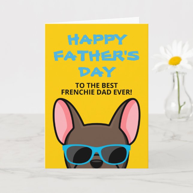Carte Frenchie Fête des Pères Marron Bouledogue Français (Petite plante)