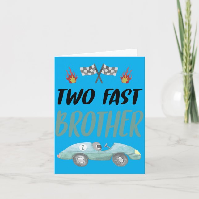 Carte Frère 2e Anniversaire Deux Rapide Voiture de Cours (Devant)