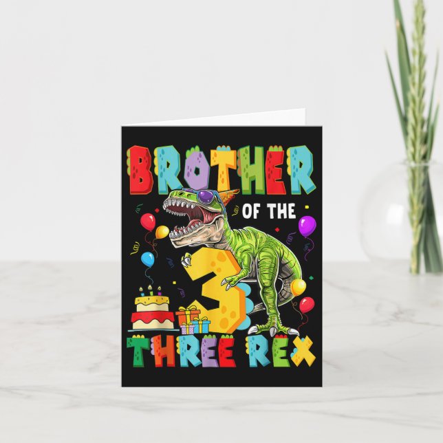 Carte Frère Des Trois Rex 3e Anniversaire Dinosaur (Devant)