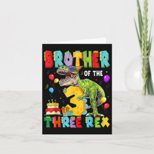 Carte Frère Des Trois Rex 3e Anniversaire Dinosaur
