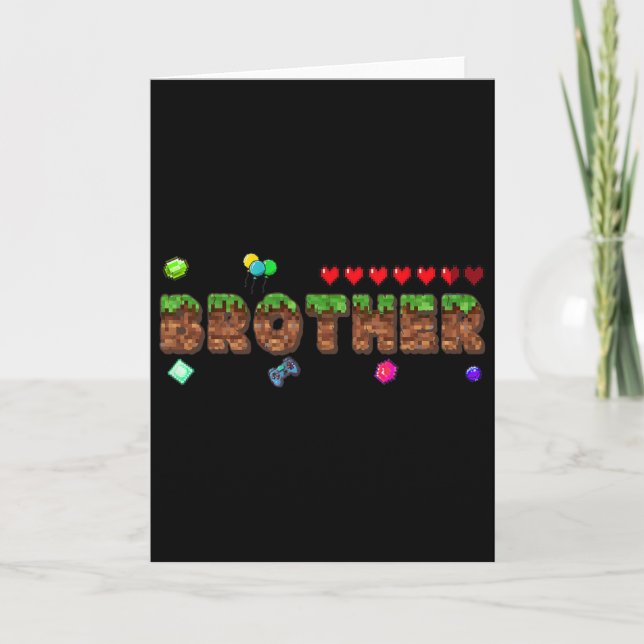 Carte Frère du garçon d'anniversaire Pixel Game Matching (Devant)