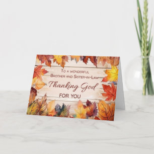 Carte Frère et belle-soeur Thanksgiving Dieu merci