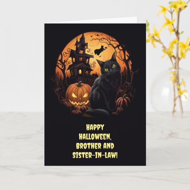 Carte Frère et soeur en droit Joyeux Halloween (Fleur jaune)