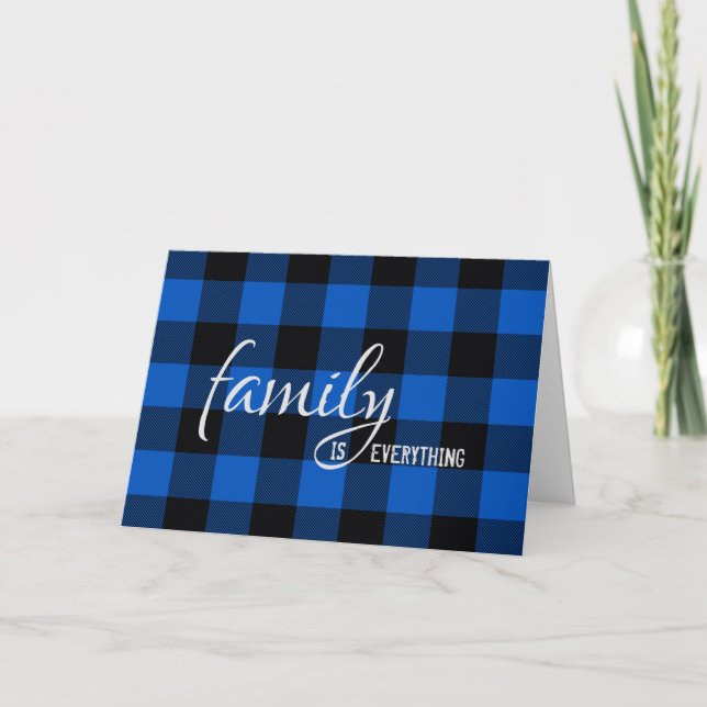 Carte Frère Plaid Noir et Bleu Anniversaire (Devant)