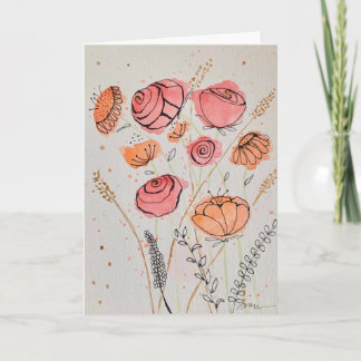 Carte Fresh Floral Watercolordoodle Card
