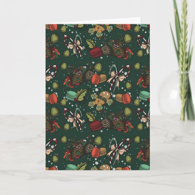 Carte Friandises de fêtes- Pin (Couleur) (Devant)