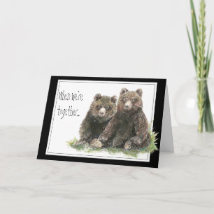 Carte Friend Birthday Watercolor Bears, Cute Animals