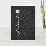 Carte Friend Daisy and Ladybug Damask<br><div class="desc">Friend white daisy with cute ladybug on black damask for friend's birthday.</div>