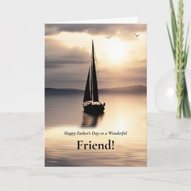 Carte Friend Happy Fathers Day Sailboat on Smooth  (Devant)