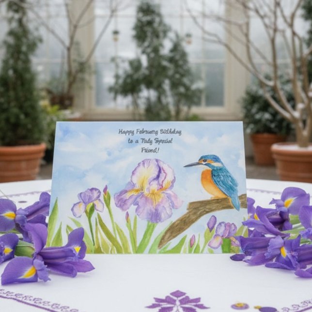 Carte Friend Happy February Birthday Kingfisher (Créateur téléchargé)