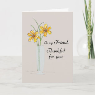 Carte Friend Merci Deux Fleurs marguerites dans Vase