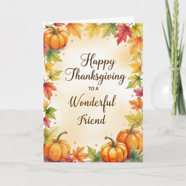 Carte Friend Thanksgiving Sentimental Autumn Pumpkins (Devant)
