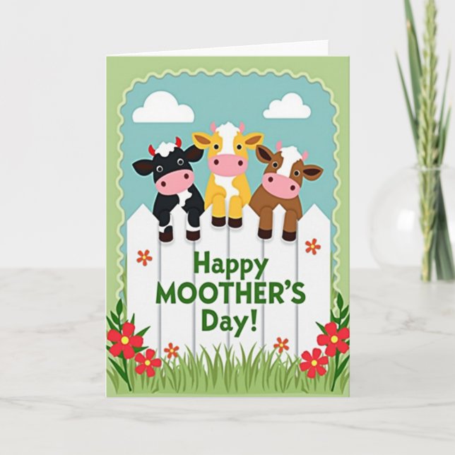 Carte Friendly Bovines Mothers Day Card (Devant)