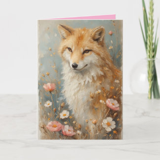 Carte Friendly Fox among the flowers