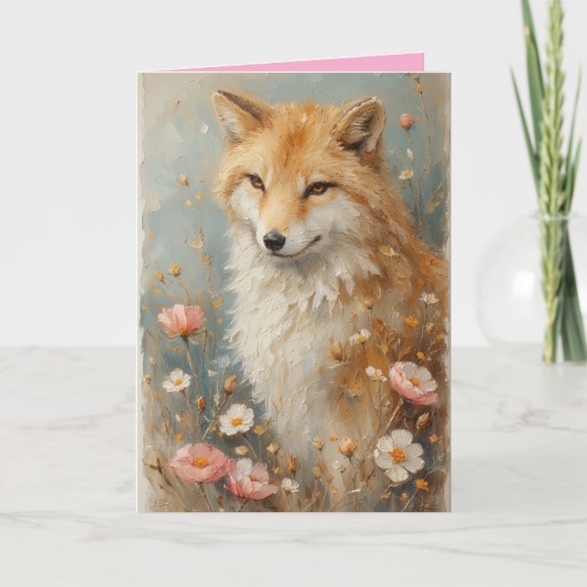 Carte Friendly Fox among the flowers (Devant)