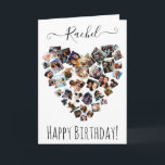 Carte Friends Family Photo Heart Collage Joyeux Annivers<br><div class="desc">Cette carte d'anniversaire joyeux et mignonne est parfaite pour toute femme sentimentale. Il comprend 38 photos disposées en forme de coeur et comporte un message personnalisé en typographie manuscrite de script sur le dessus d'un arrière - plan blanc. C'est moderne, doux, élégant, girly et ludique; le design parfait pour célébrer...</div>