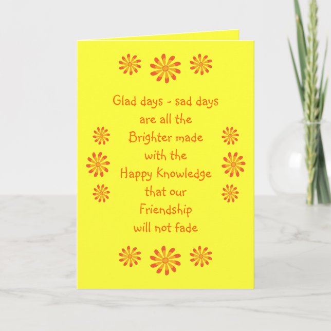 Carte Friendship poem & flowers greeting card (Devant)