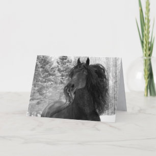 Carte Friesian Runs in the Snow II Horse Greeting Card