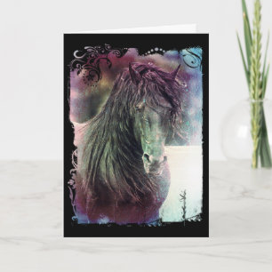 Carte Friesian Stallion Grunge Anniversaire