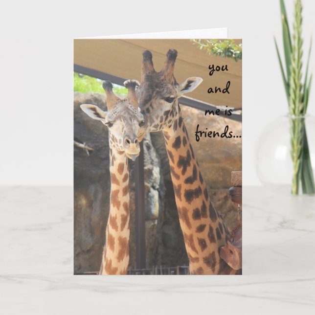 Carte friny birthday card, talking giraffes (Devant)
