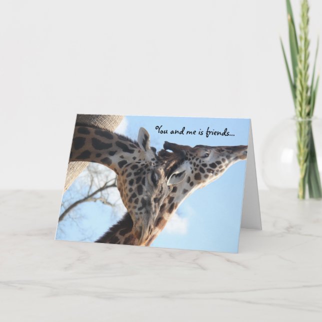 Carte friny birthday card, talking giraffes (Devant)