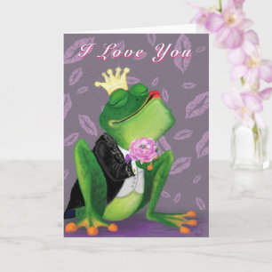 Carte Frog Prince Funny Valentine's Day Card avec texte